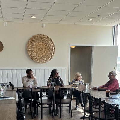 Victor Luckerson joins a discussion of his book at the Dorothy Bramlage Public Library during his visit to Junction City, Kansas, March 27-30, 2025.